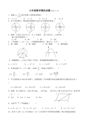 九年级数学模拟试题2013-01-31 (2)