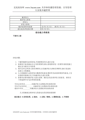 績效考核表格大全 綜合能力考核表