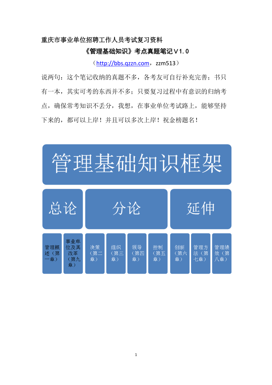 重庆《管理基础知识》考点真题笔记_第1页