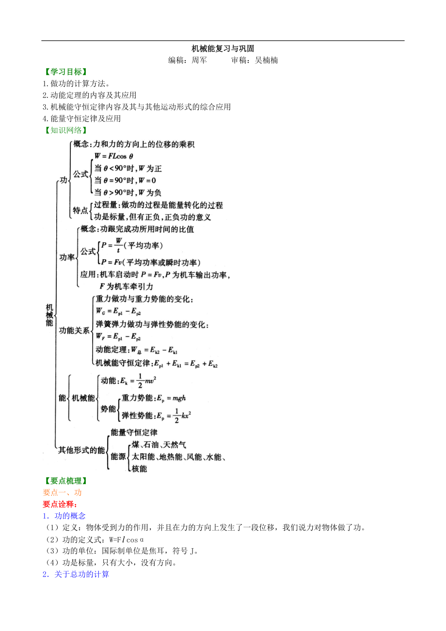 高考物理必修知識(shí)點(diǎn)知識(shí)講解 機(jī)械能復(fù)習(xí)與鞏固提高_(dá)第1頁(yè)