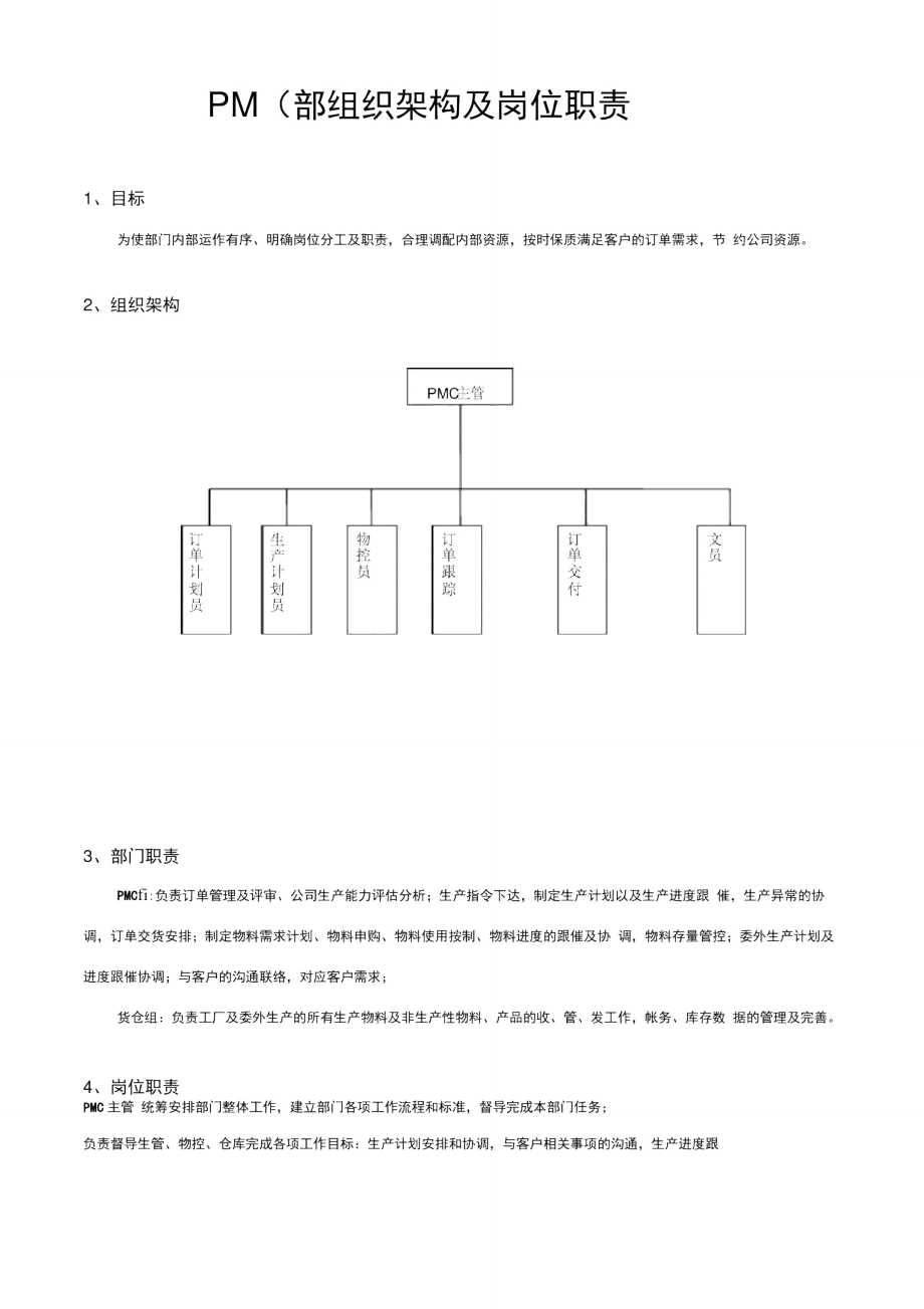 PMC部组织架构及岗位职责_第1页