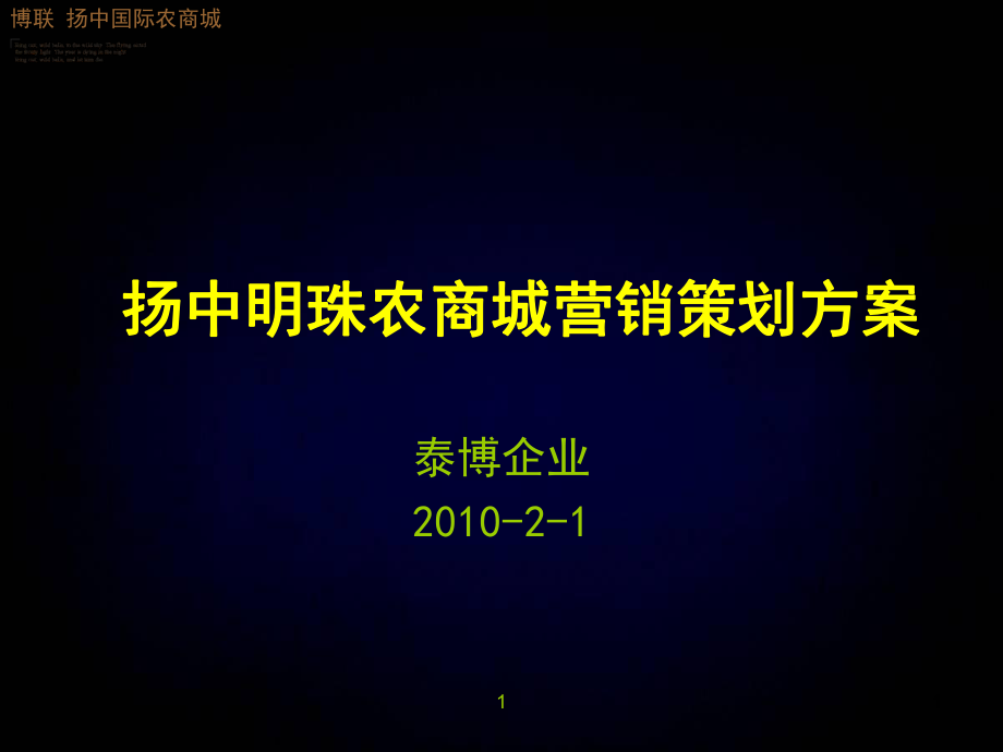 X年2月1日扬中明珠农商城营销策划方案107P_第1页