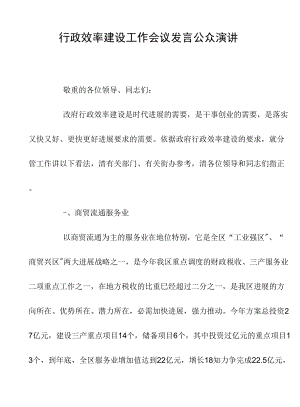 行政效率建设工作会议发言公众演讲.docx