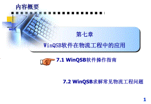 七WinQSB软件在物流工程中的应用