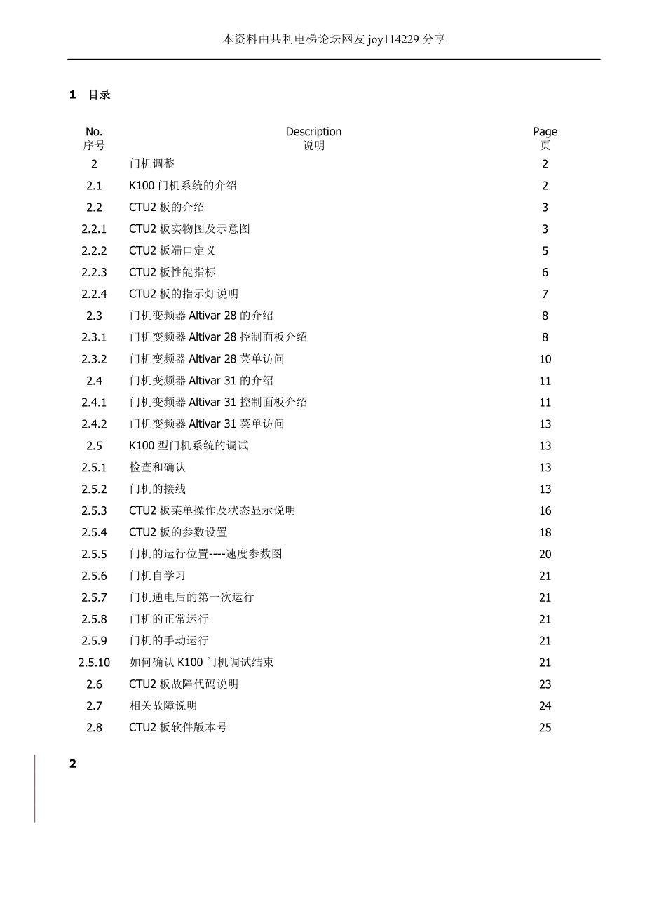 蒂森K100門機CTU2板電氣調試_第1頁