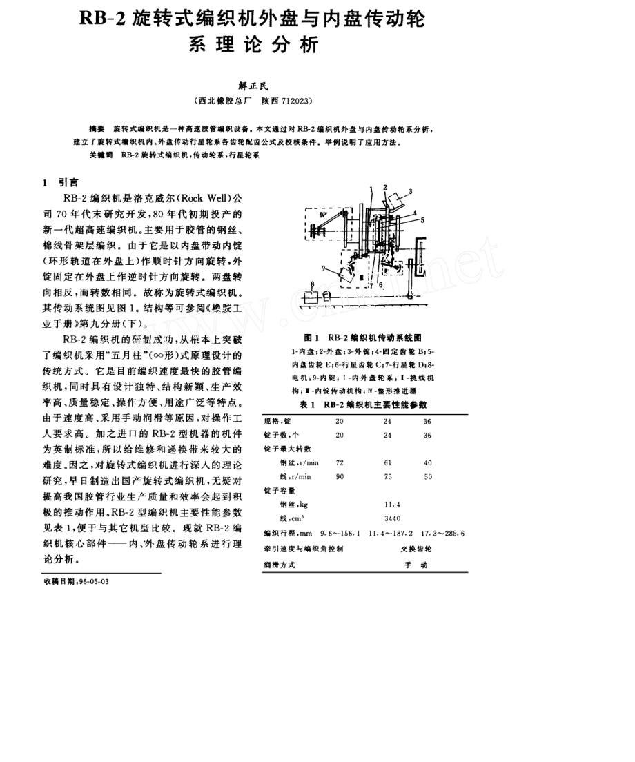 RB_2旋轉(zhuǎn)式編織機(jī)外盤與內(nèi)盤傳動(dòng)輪系理論分析_第1頁(yè)