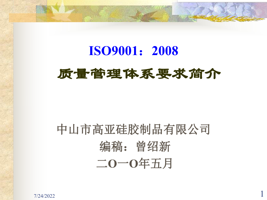 ISO9001：2008质量管理体系要求简介(ppt 119页)_第1页