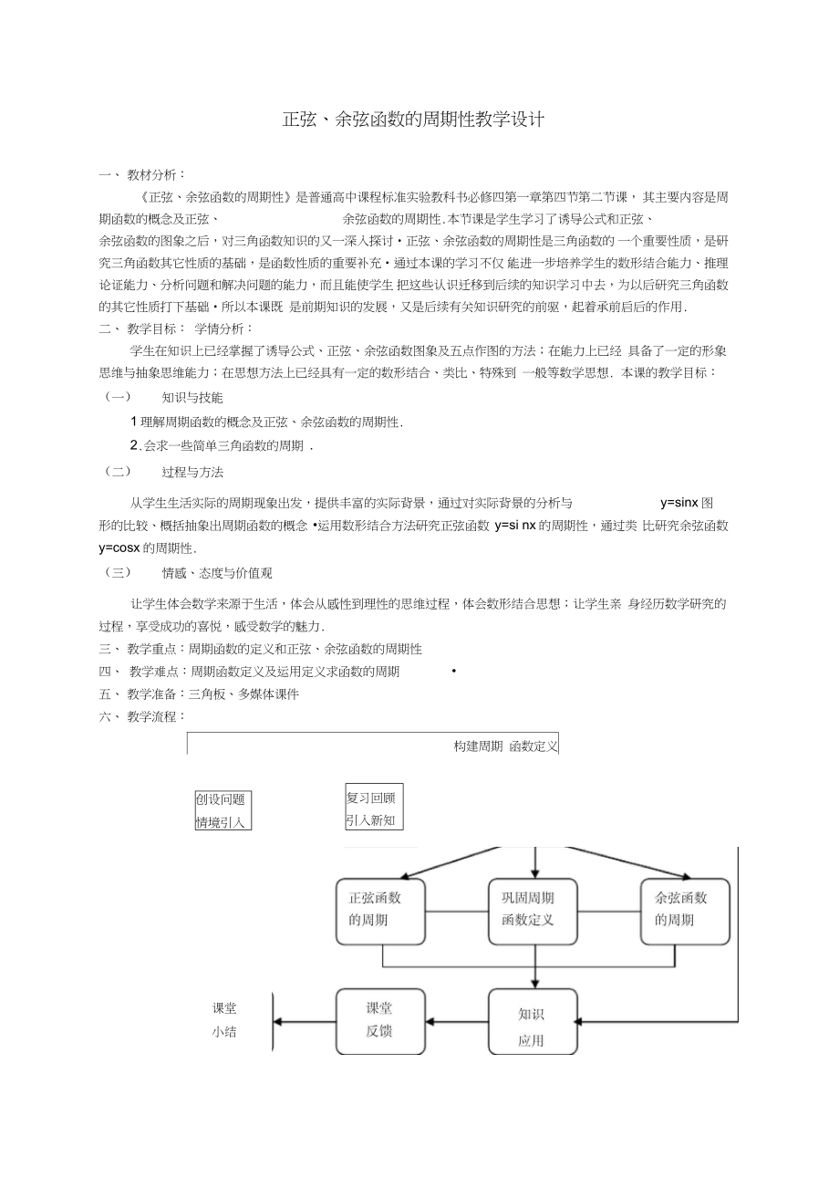 《正弦、余弦函數(shù)的周期性》教學(xué)設(shè)計_第1頁