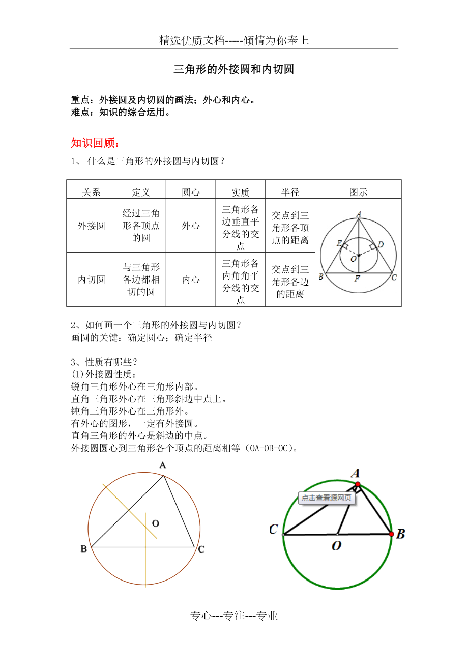 三角形的外接圆和内切圆_第1页