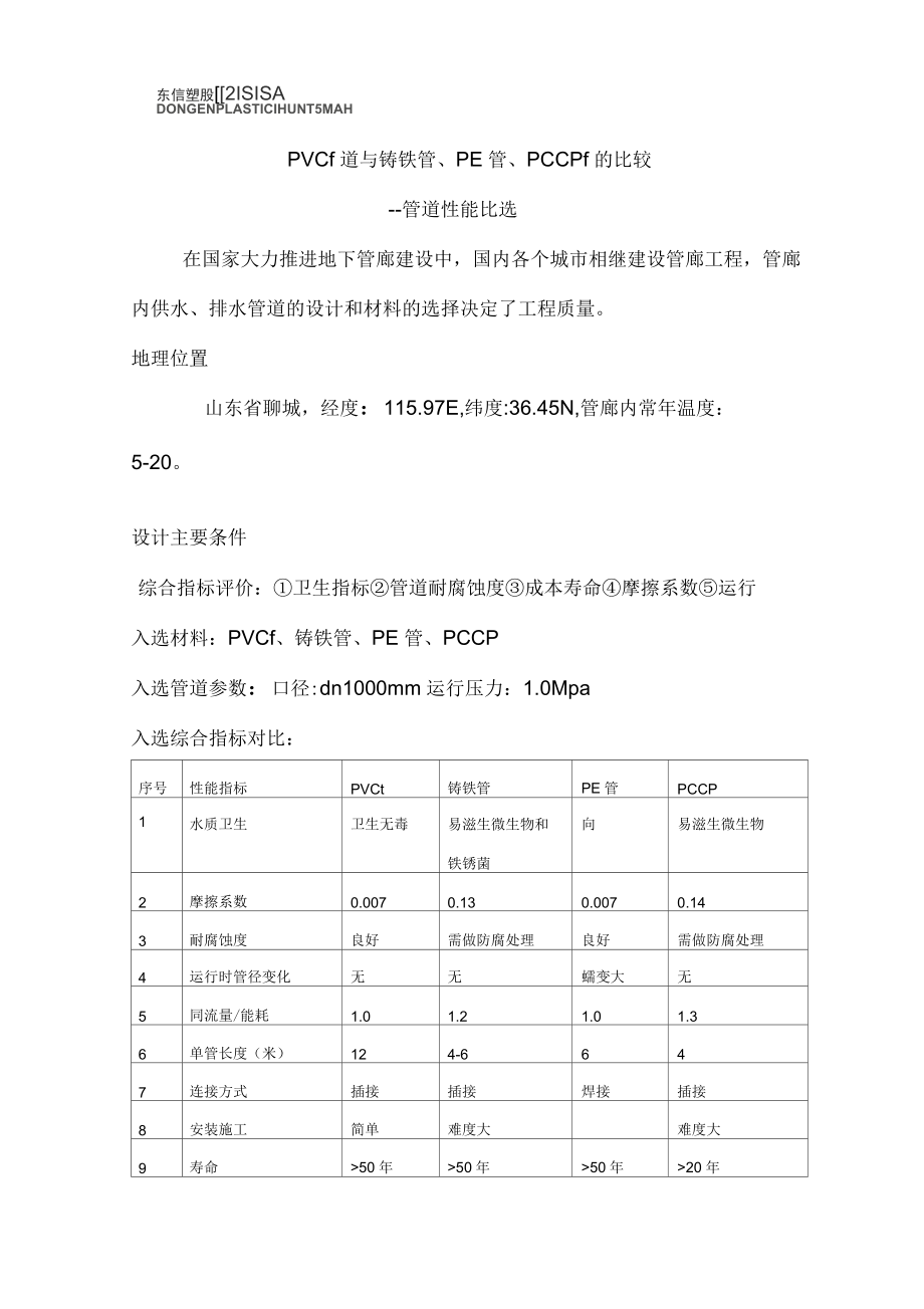 PVC管道与铸铁管、PE管、PCCP管的比较_第1页