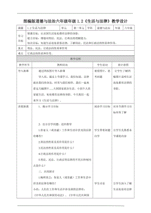 部編版道德與法治六年級(jí)上冊(cè) 《生活與法律》