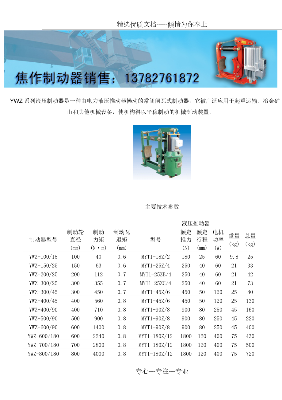 YWZ液壓制動器_第1頁