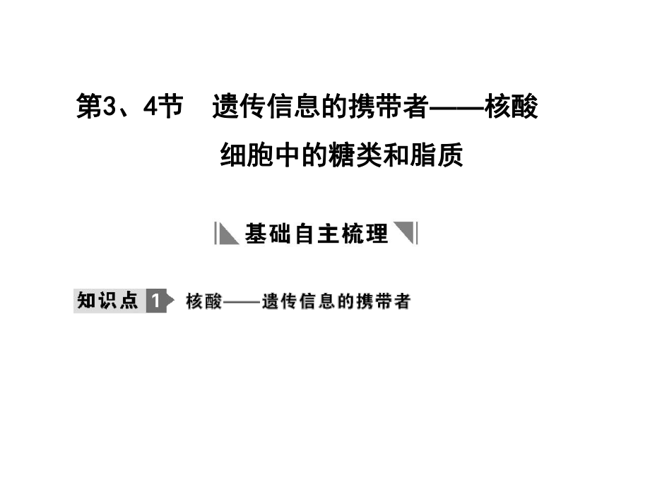 遗传信息的携带者——核酸细胞中的糖类和脂质（必修1）_第1页