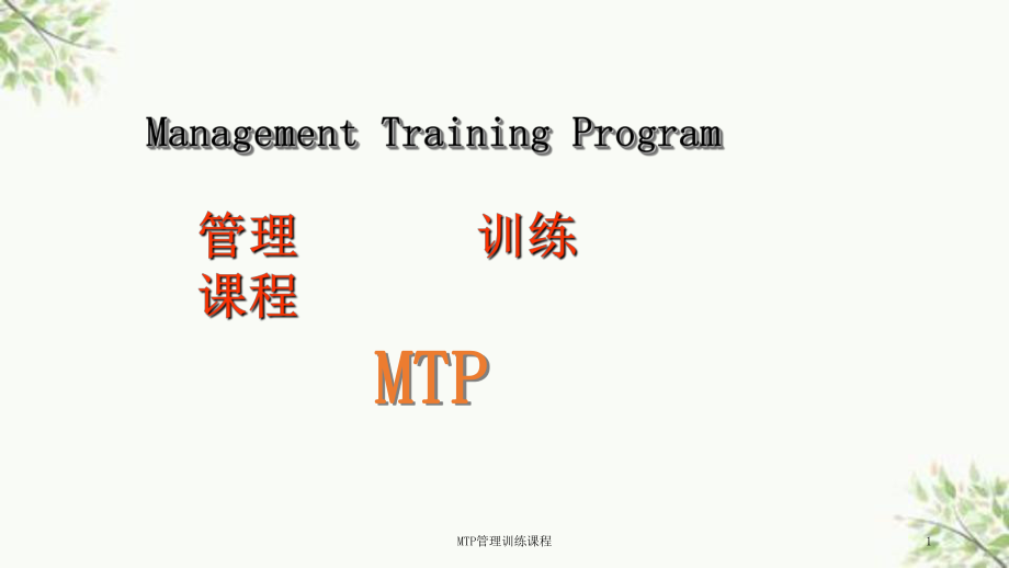 MTP管理训练课程课件_第1页