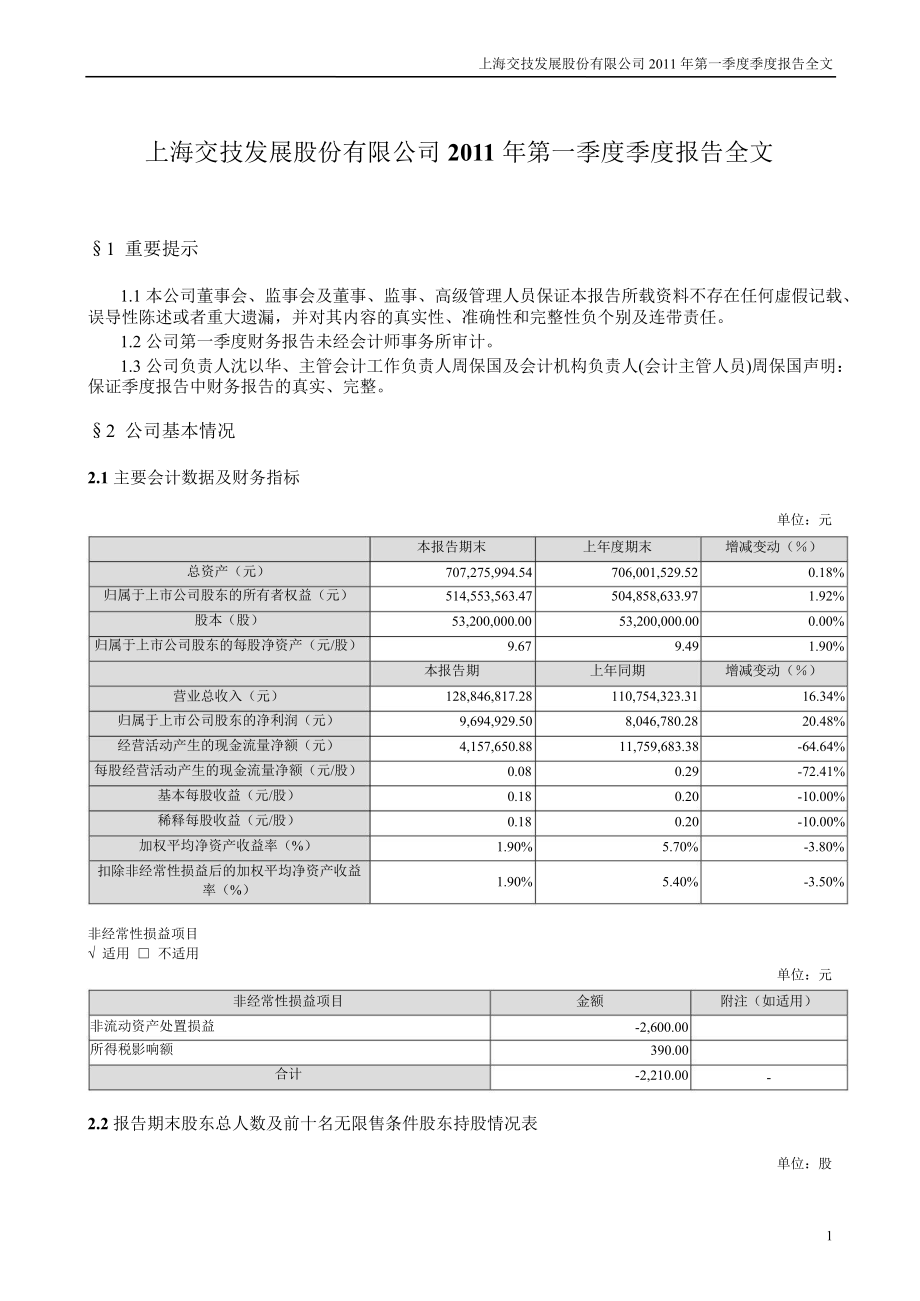 交技发展第一季度报告全文_第1页