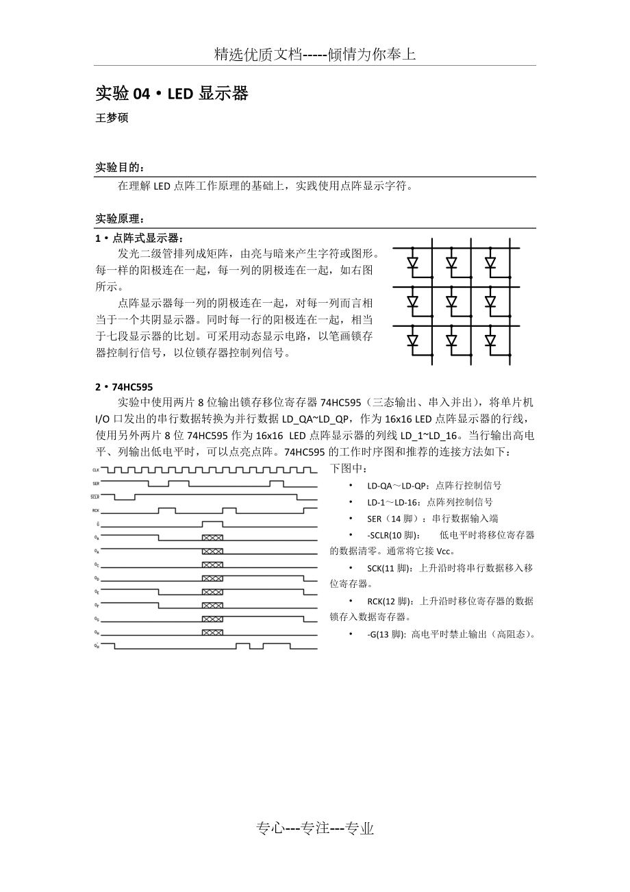 微机接口实验-16x16点阵显示_第1页