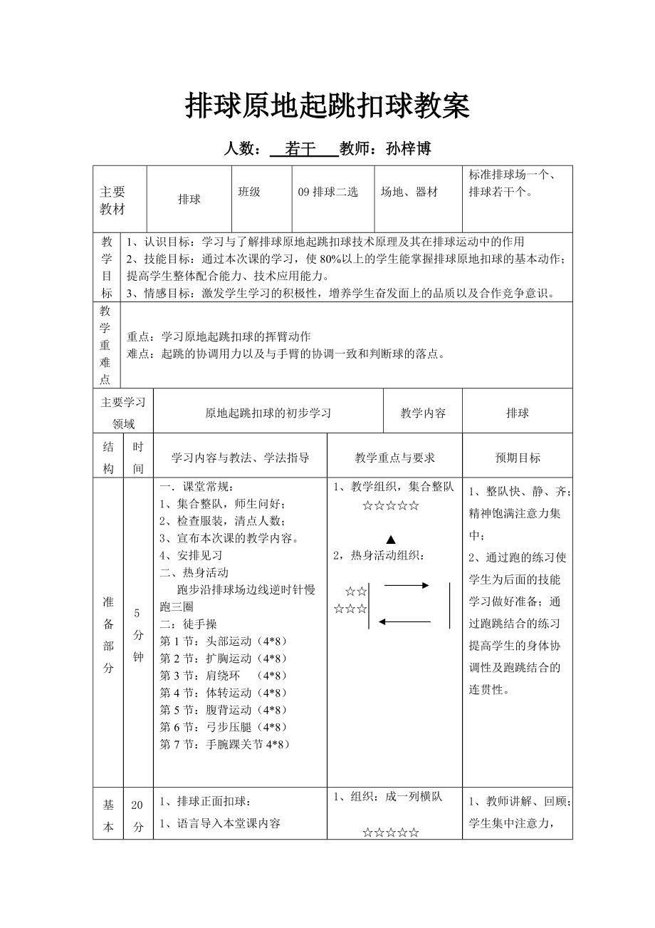 排球原地扣球球教案1(1)_第1页