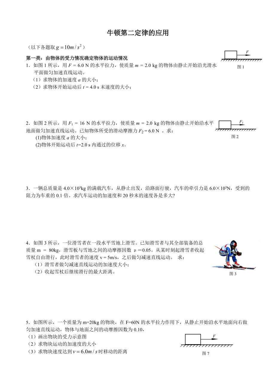 牛顿第二定律的应用分类训练_第1页