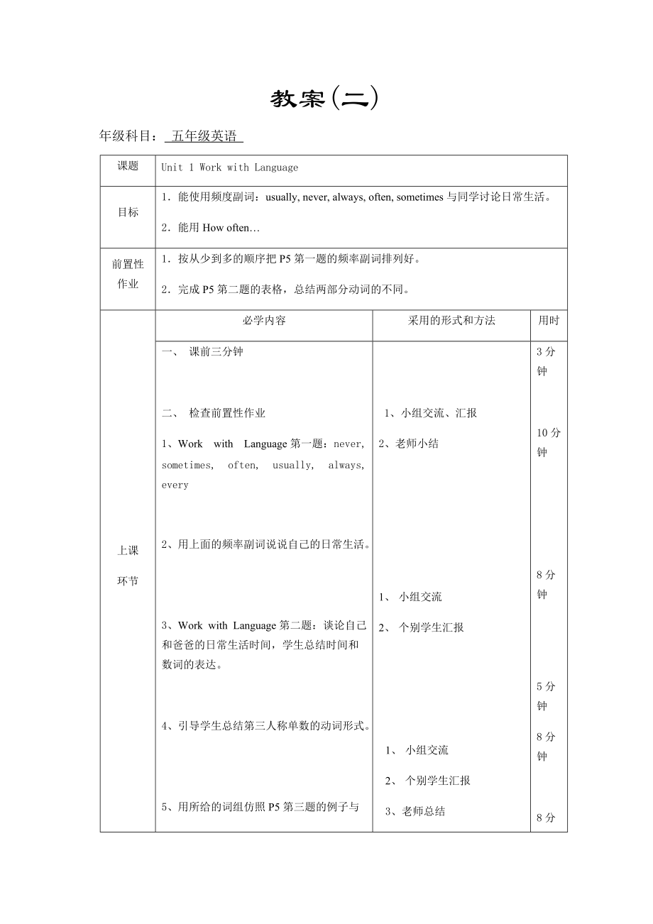 Unit 1 Work with Language 五年級(jí)英語_第1頁(yè)