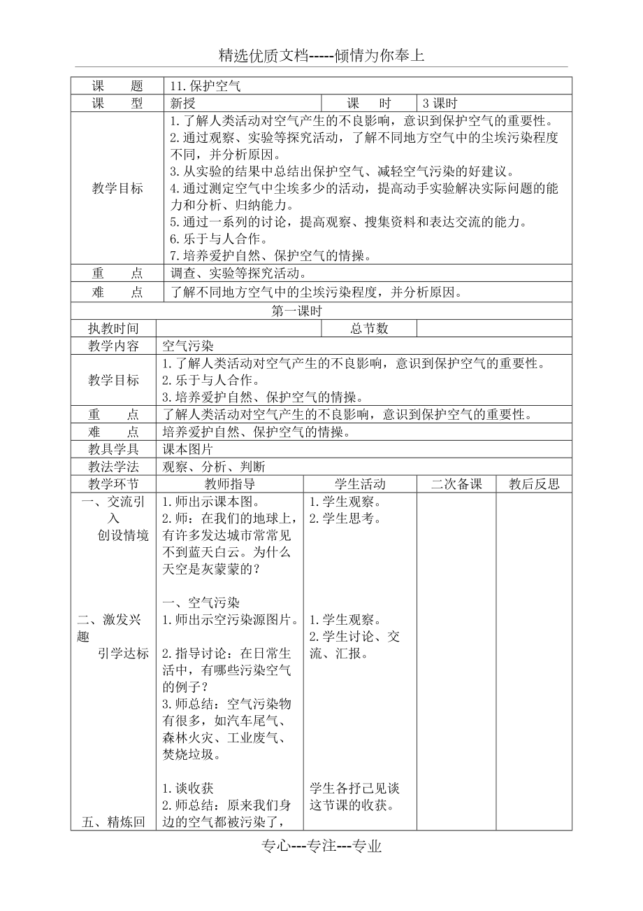 六年級科學(xué)上冊《保護(hù)空氣》教學(xué)設(shè)計_第1頁