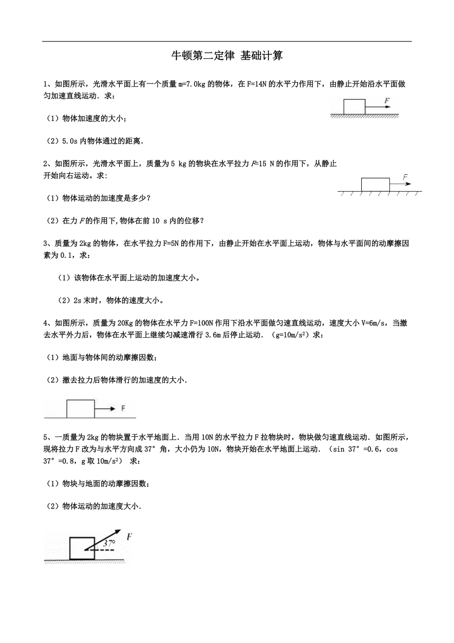 牛頓第二定律 基礎計算_第1頁