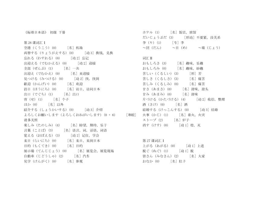 《標(biāo)準(zhǔn)日本語》-初級-下冊-単詞_第1頁