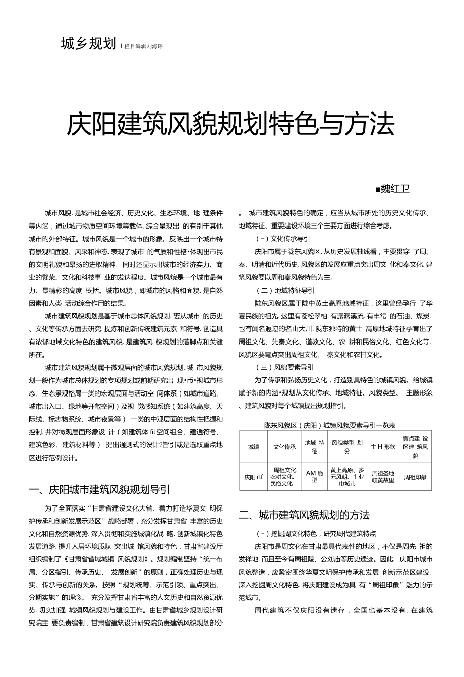 庆阳建筑风貌规划特色与方法_第1页