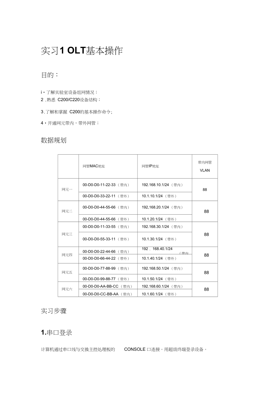 EPON实习1OLT基本操作_第1页