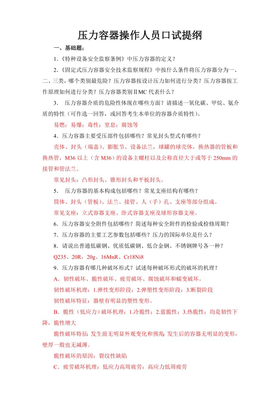 2025095056宁波市特种设备作业人员考试压力容器操作人员口试提纲_第1页