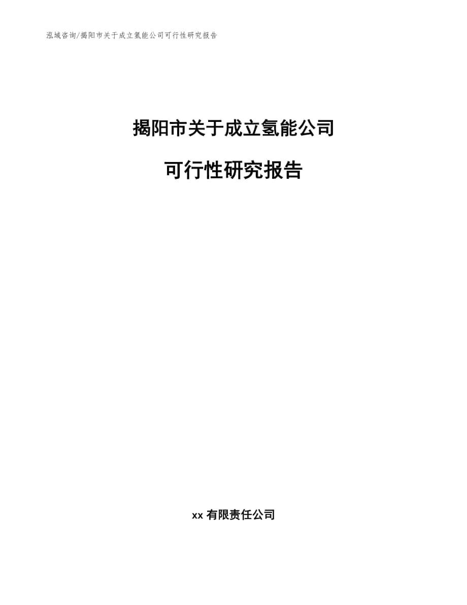 揭阳市关于成立氢能公司可行性研究报告模板_第1页