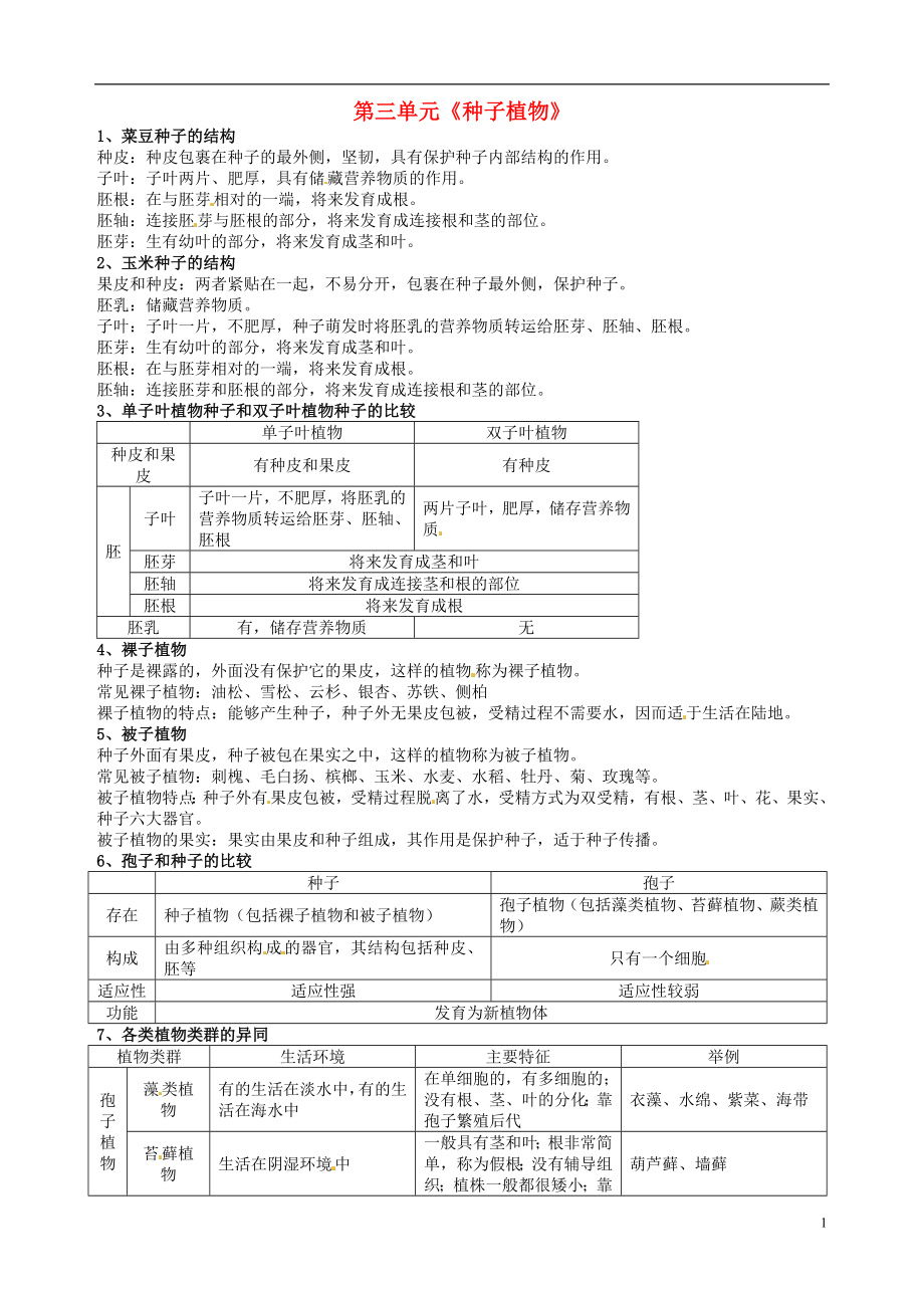 湖北省大冶市還地橋鎮(zhèn)南灣初級中學七年級生物上冊第三單元種子植物教案新人教版_第1頁