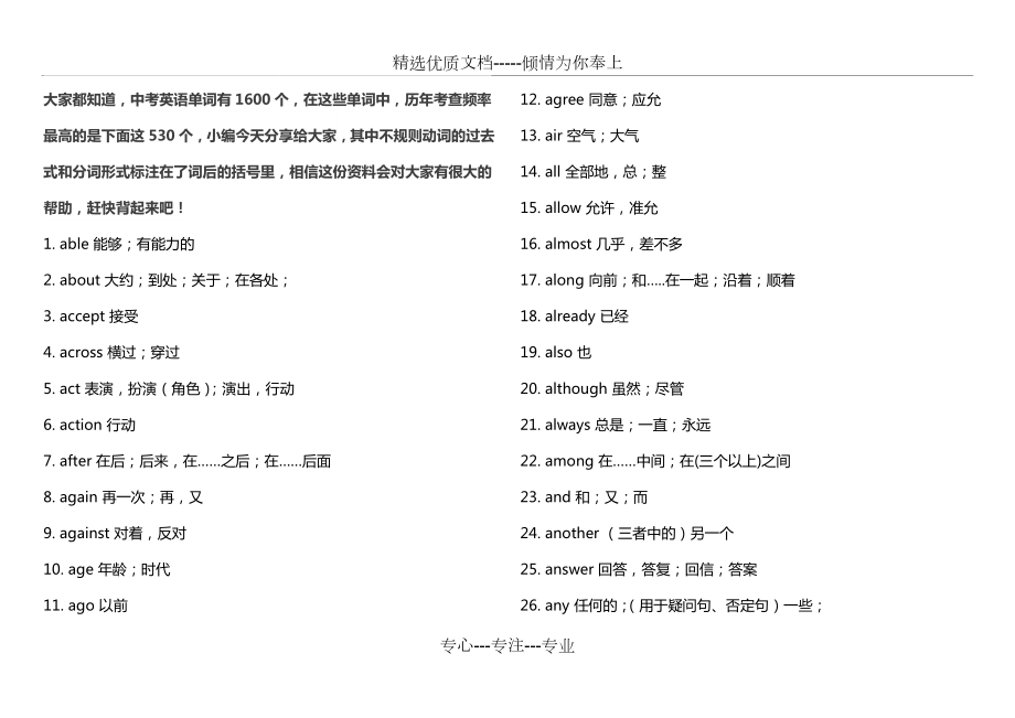 初中中考高频英语单词_第1页