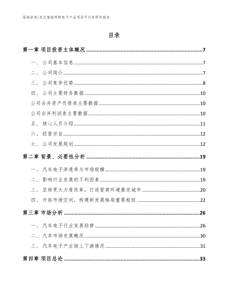 武汉智能网联电子产品项目可行性研究报告【范文模板】_第1页