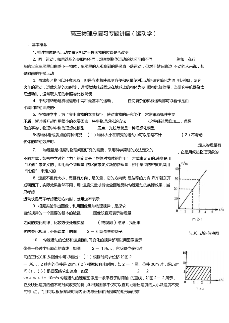 高三物理总复习专题讲座(运动学)_第1页