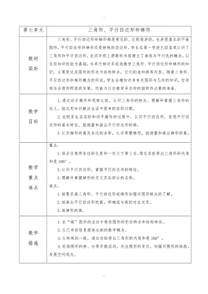 【蘇教版】四年級(jí)下冊(cè)數(shù)學(xué)：配套教案設(shè)計(jì) 第七單元第七單元 教材分析