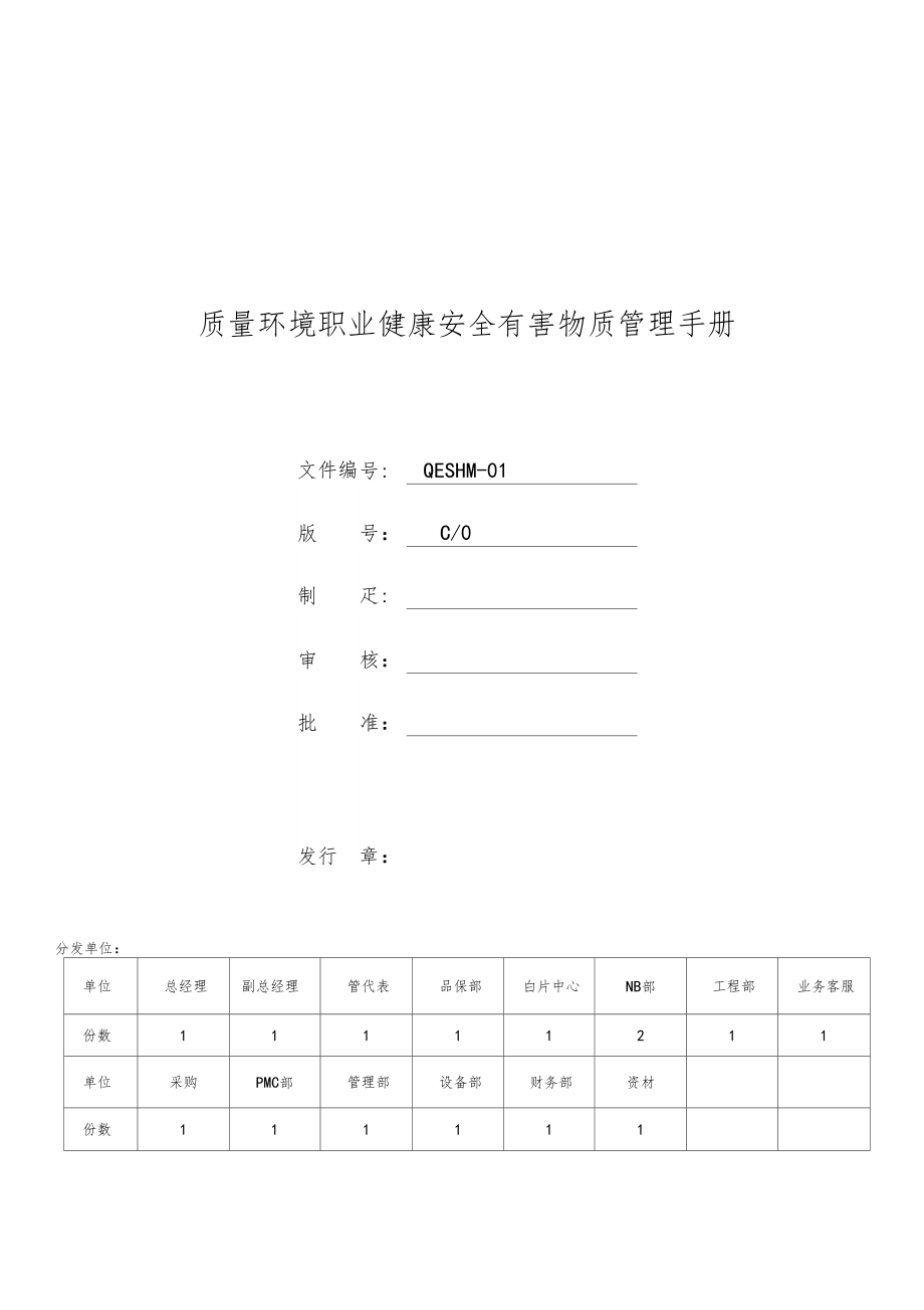 最新质量环境职业健康安全有害物质管理手册_第1页