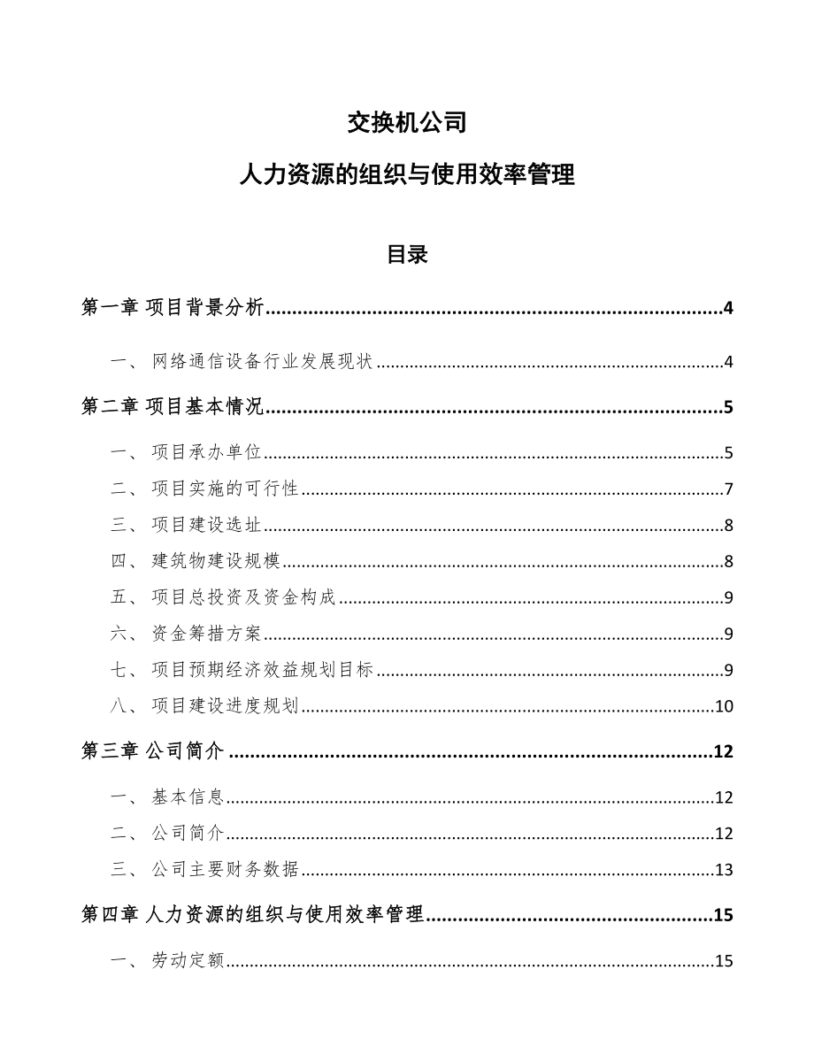 交换机公司人力资源的组织与使用效率管理_第1页