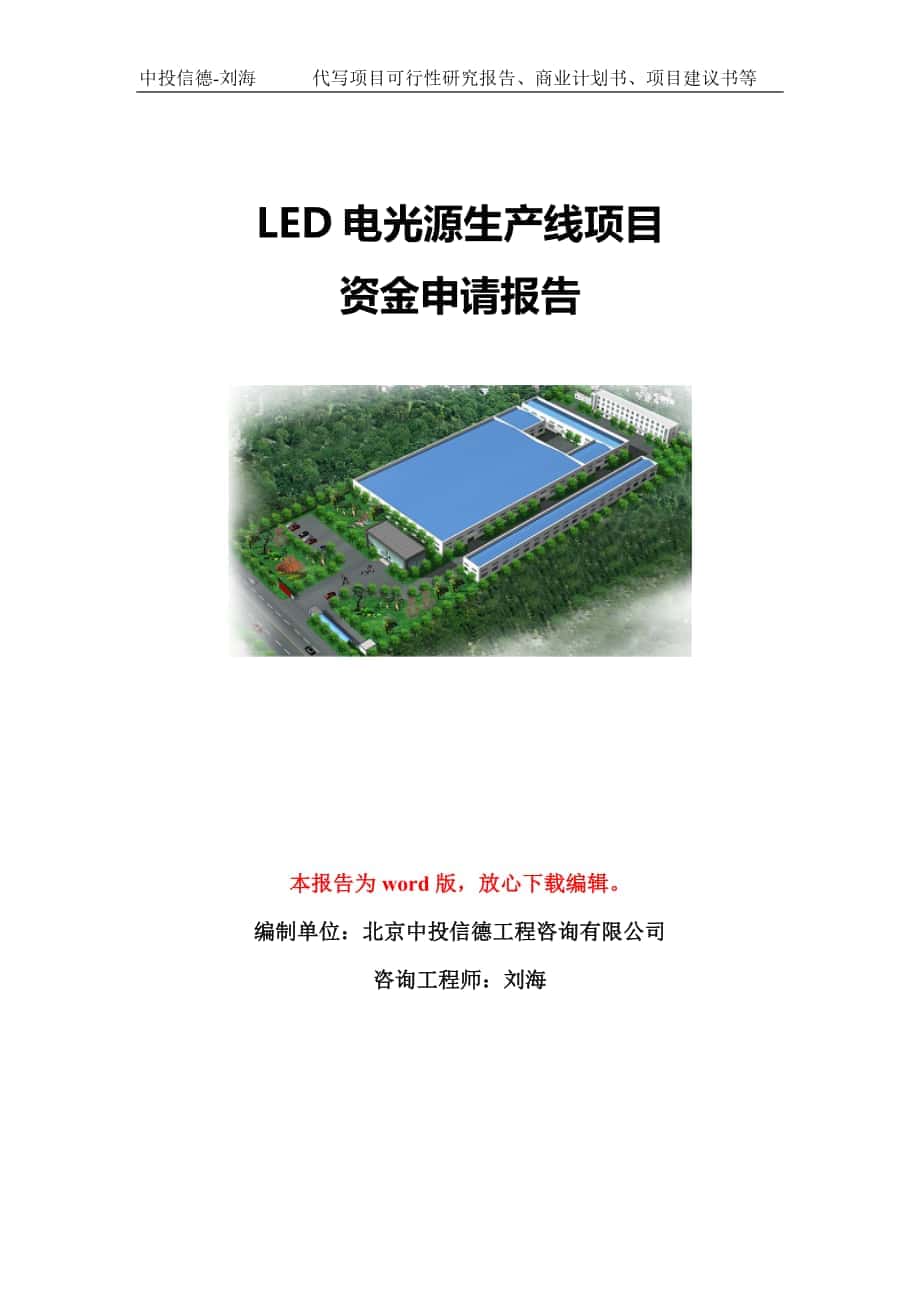 LED电光源生产线项目资金申请报告模板-立项申报_第1页