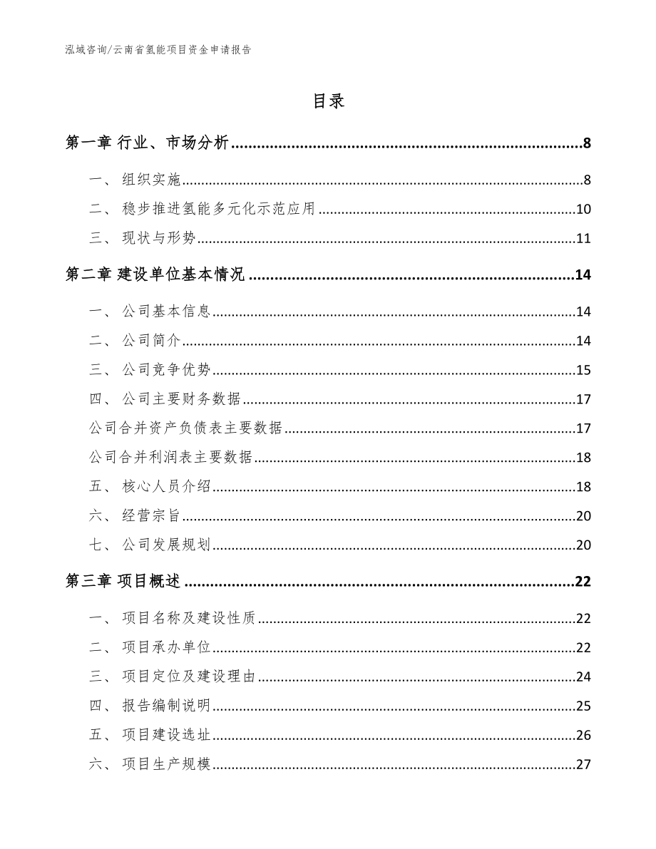 云南省氢能项目资金申请报告【范文】_第1页