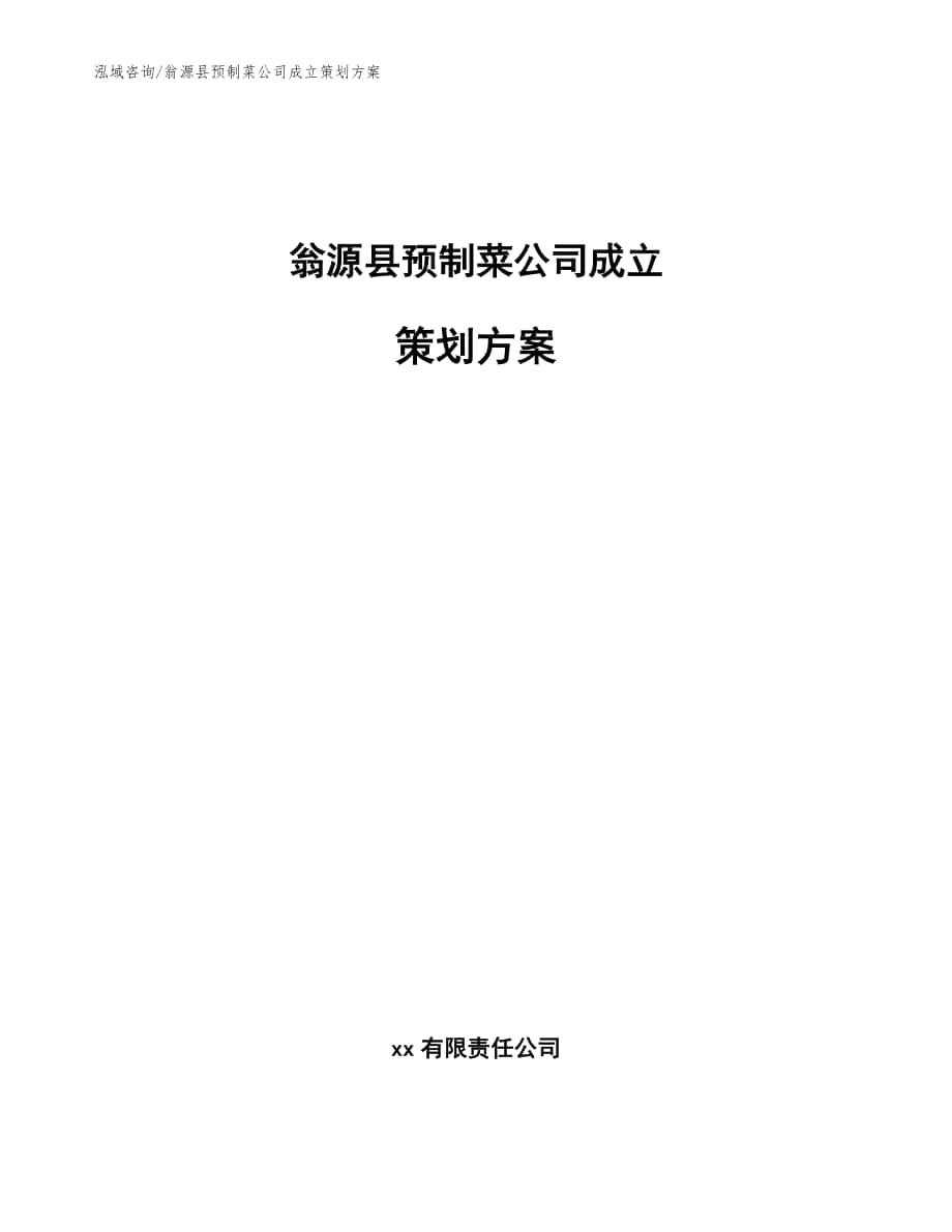翁源县预制菜公司成立策划方案范文参考_第1页