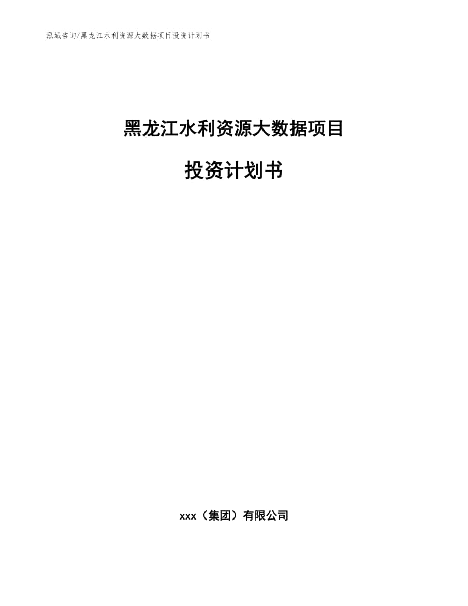 黑龍江水利資源大數(shù)據(jù)項目投資計劃書_范文_第1頁