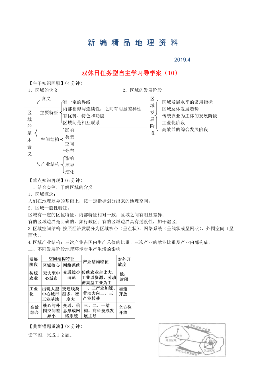 新編江蘇省海門市包場高級中學(xué)高一地理 雙休日任務(wù)型自主學(xué)習(xí)導(dǎo)學(xué)案10_第1頁