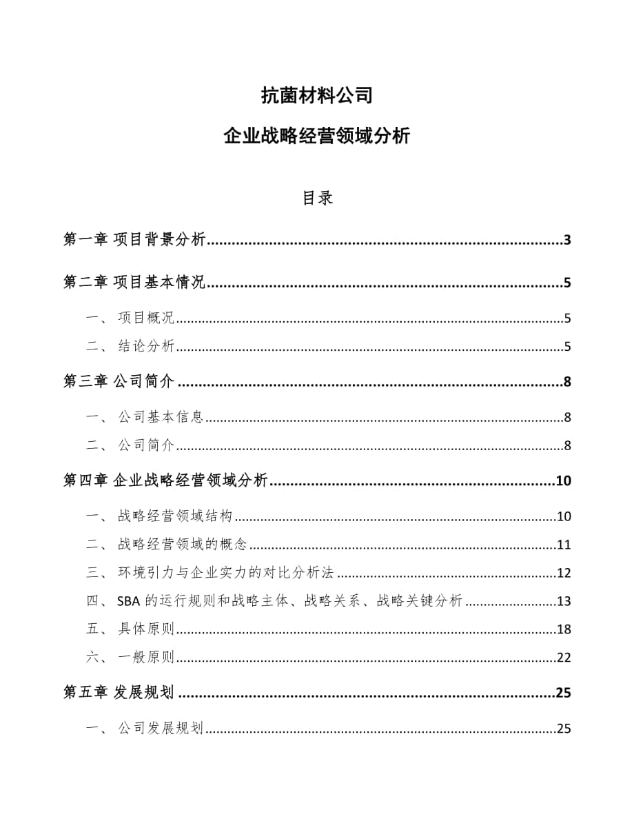 抗菌材料公司企业战略经营领域分析_第1页