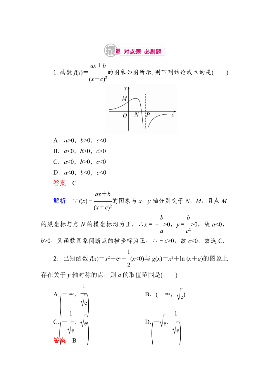 數(shù)學 理一輪對點訓練：272 函數(shù)圖象的應用 Word版含解析_第1頁