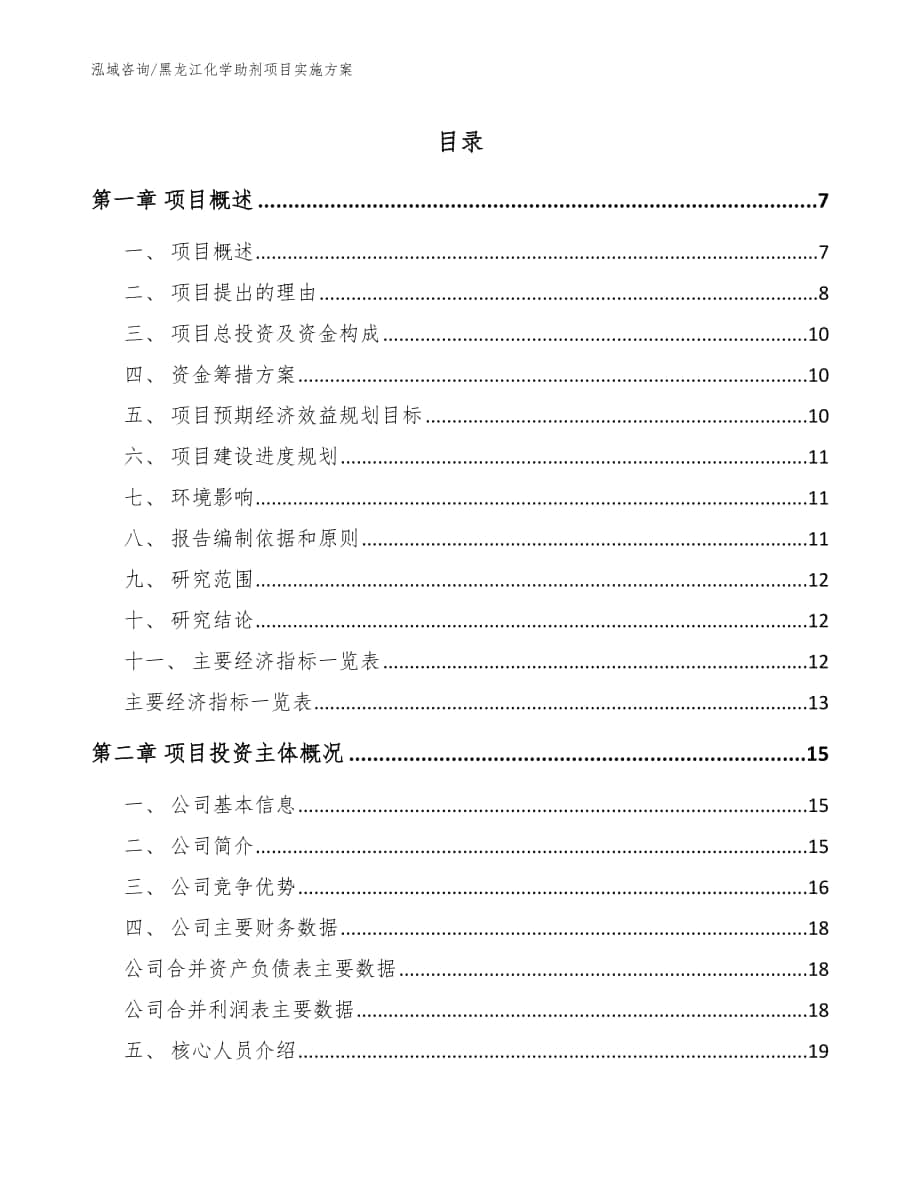 黑龙江化学助剂项目实施方案_模板参考_第1页